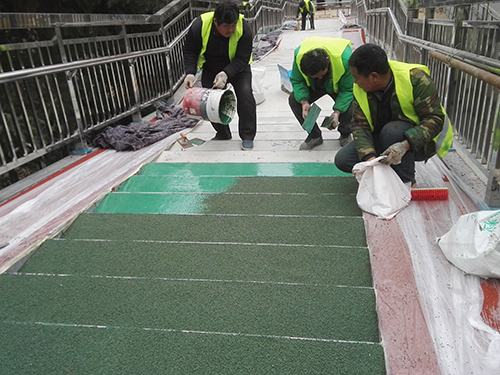 20180103濟南市林家莊過節天橋陶瓷顆粒防滑路面工程